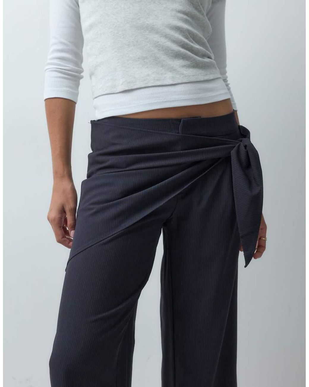 Mango Blue Teen Scarf Detail Straight Trouser