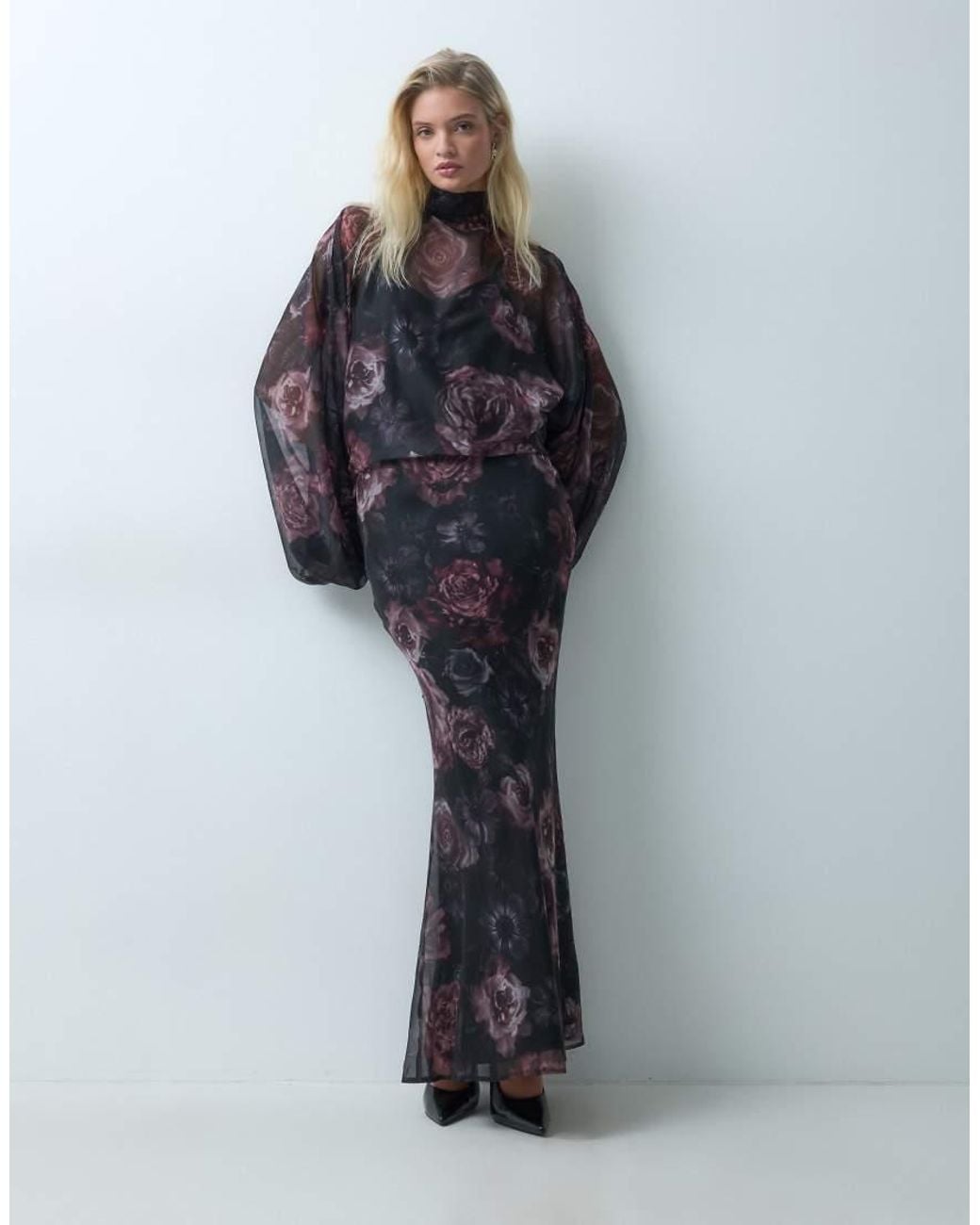 ASOS Blue Blouson Scarf Maxi Dress
