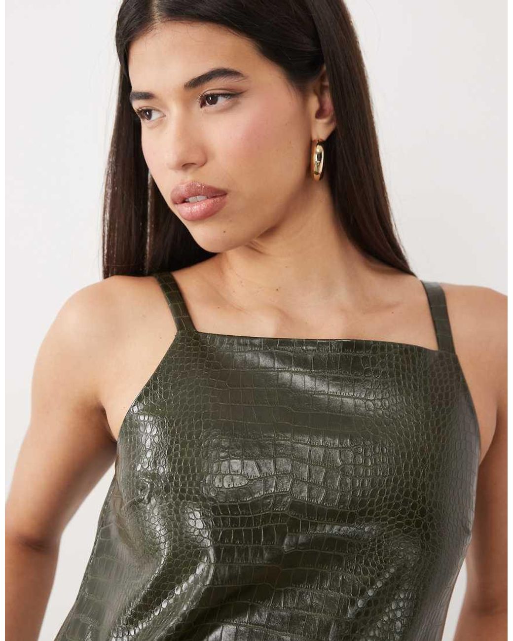 ASOS Green Pu Croc Mini Shift Dress