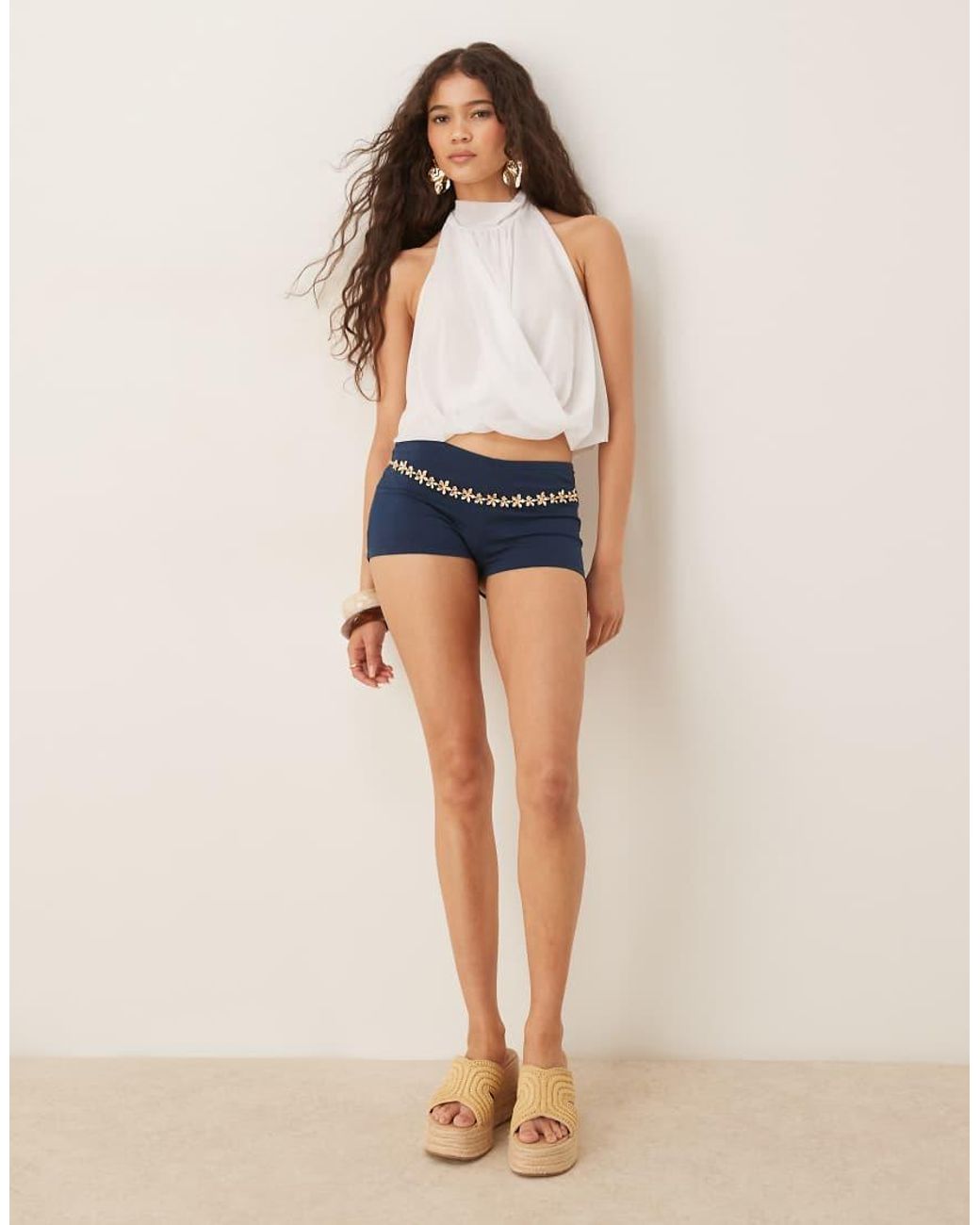 ASOS Blue Drape Halter Neck Top