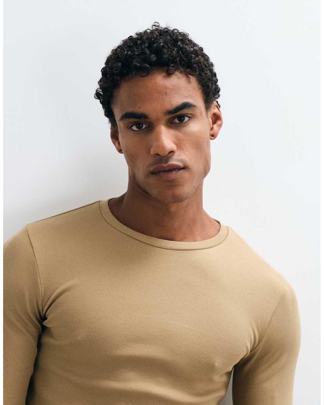 ASOS Natural Essentials Muscle Fit Long Sleeve T-shirt for men