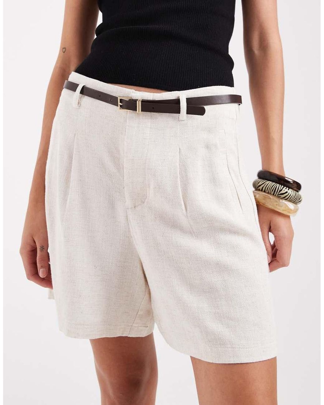 ONLY Natural Linen Mix Tailored Short