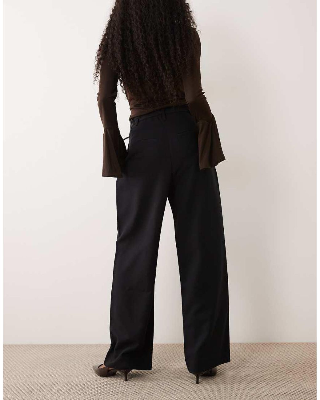 Abercrombie & Fitch Black Curve Love Sloane High Rise Wide Leg Trouser With Belt