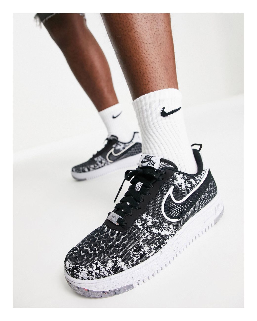 Nike Air Force 1 Crater Flyknit Next Nature Shoes in Black for Men | Lyst