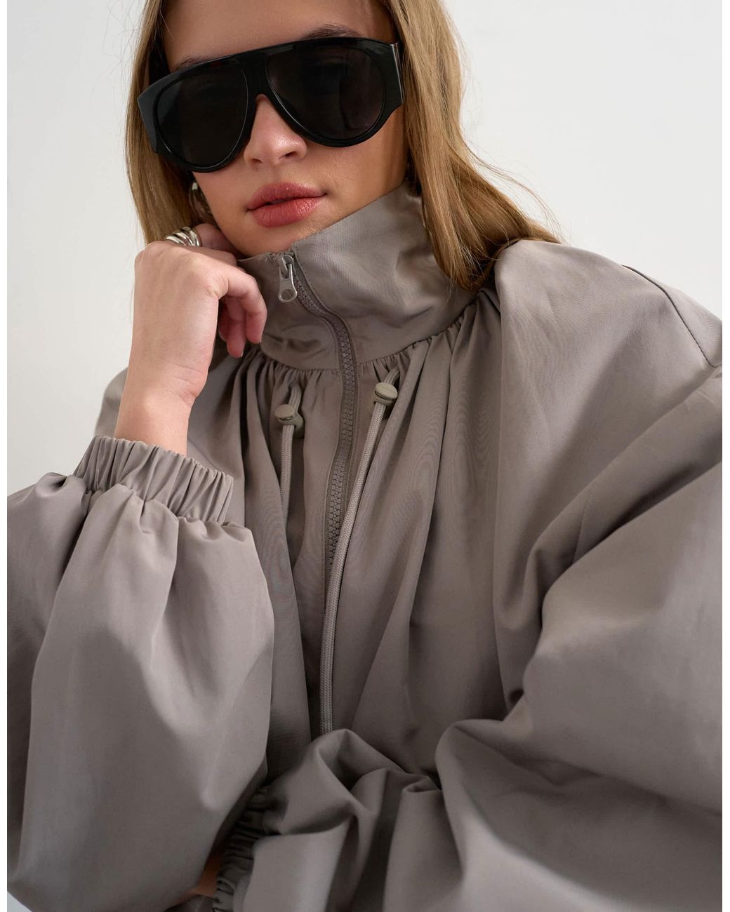 TOPSHOP Gray – leichter nylon-anorak