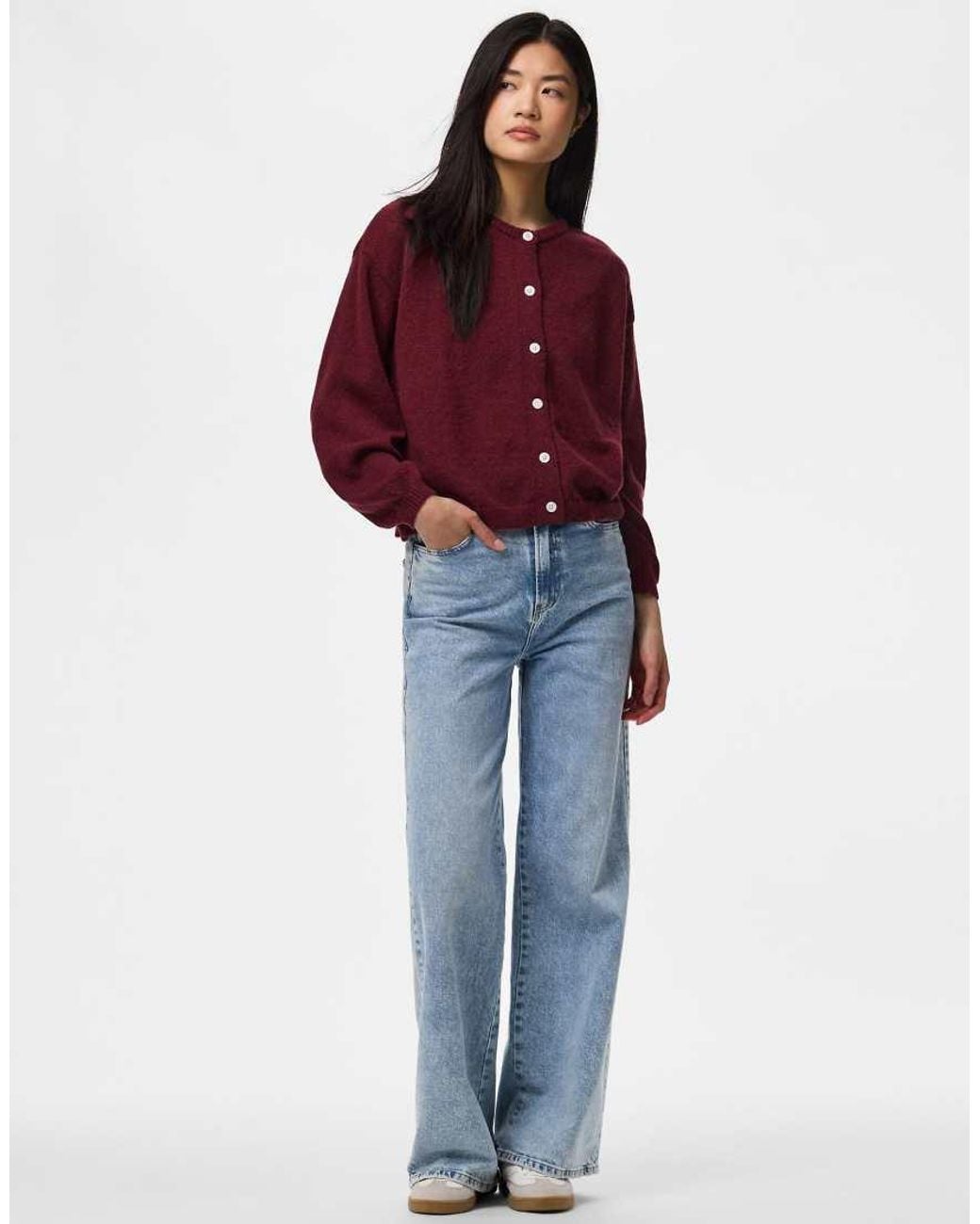 Pieces Red Knitted Cardigan