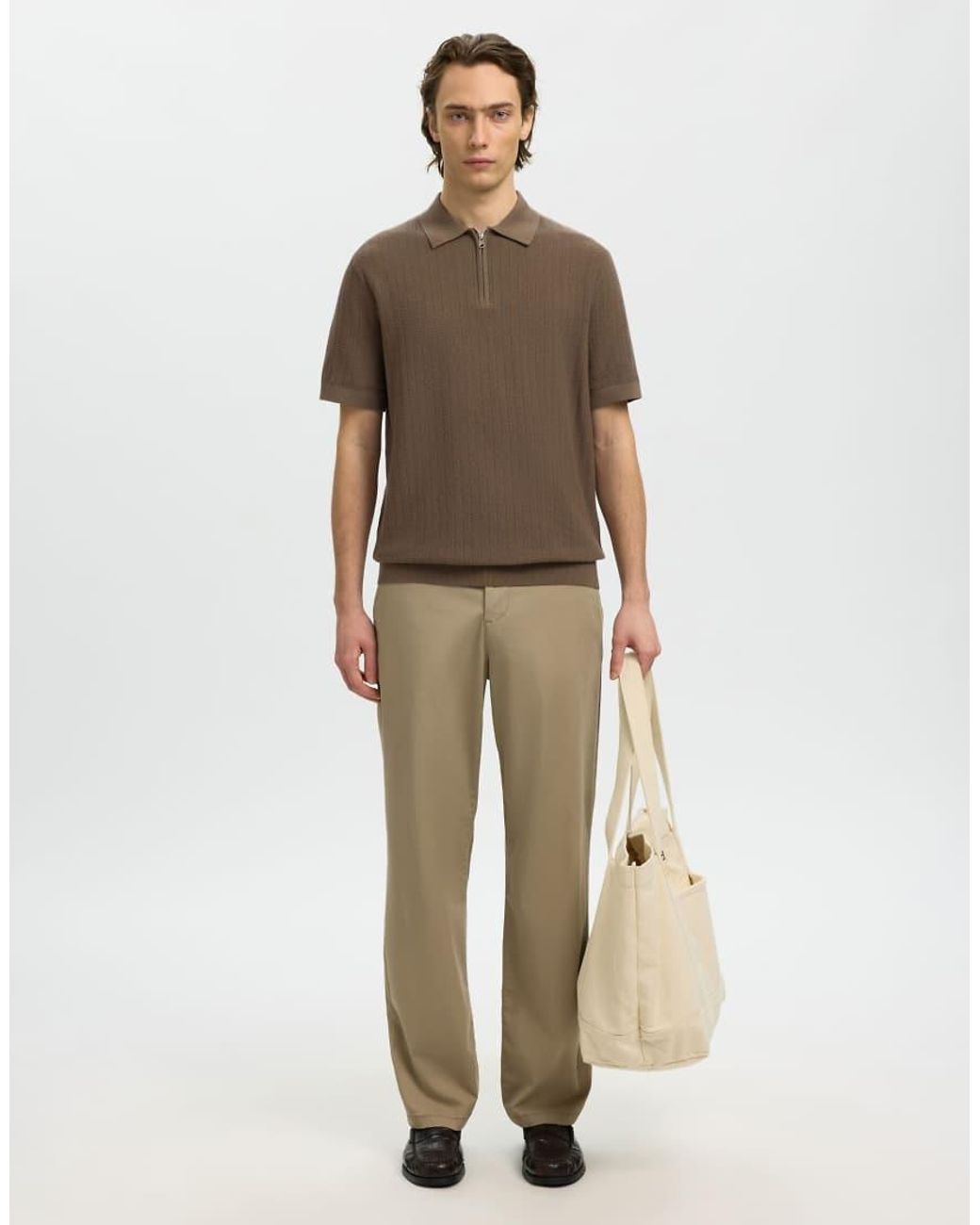 SELECTED Poloshirt in het Brown voor heren