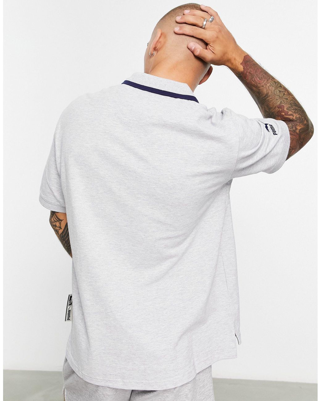 PUMA Team Polo Shirt in Gray for Men | Lyst
