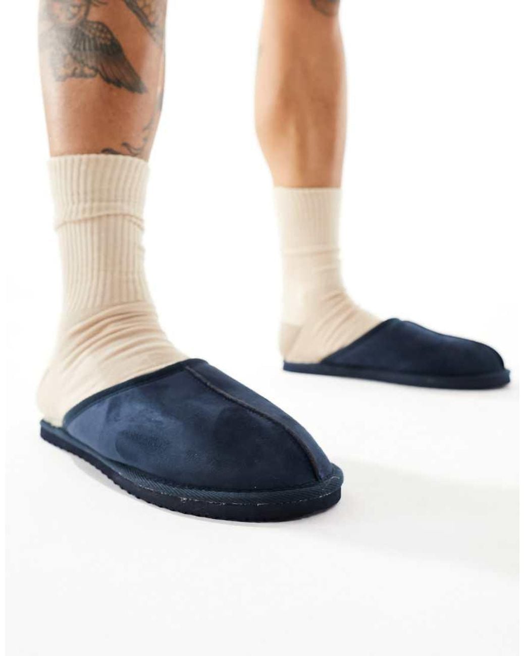 Jack & Jones Blue Faux Suede Slippers for men