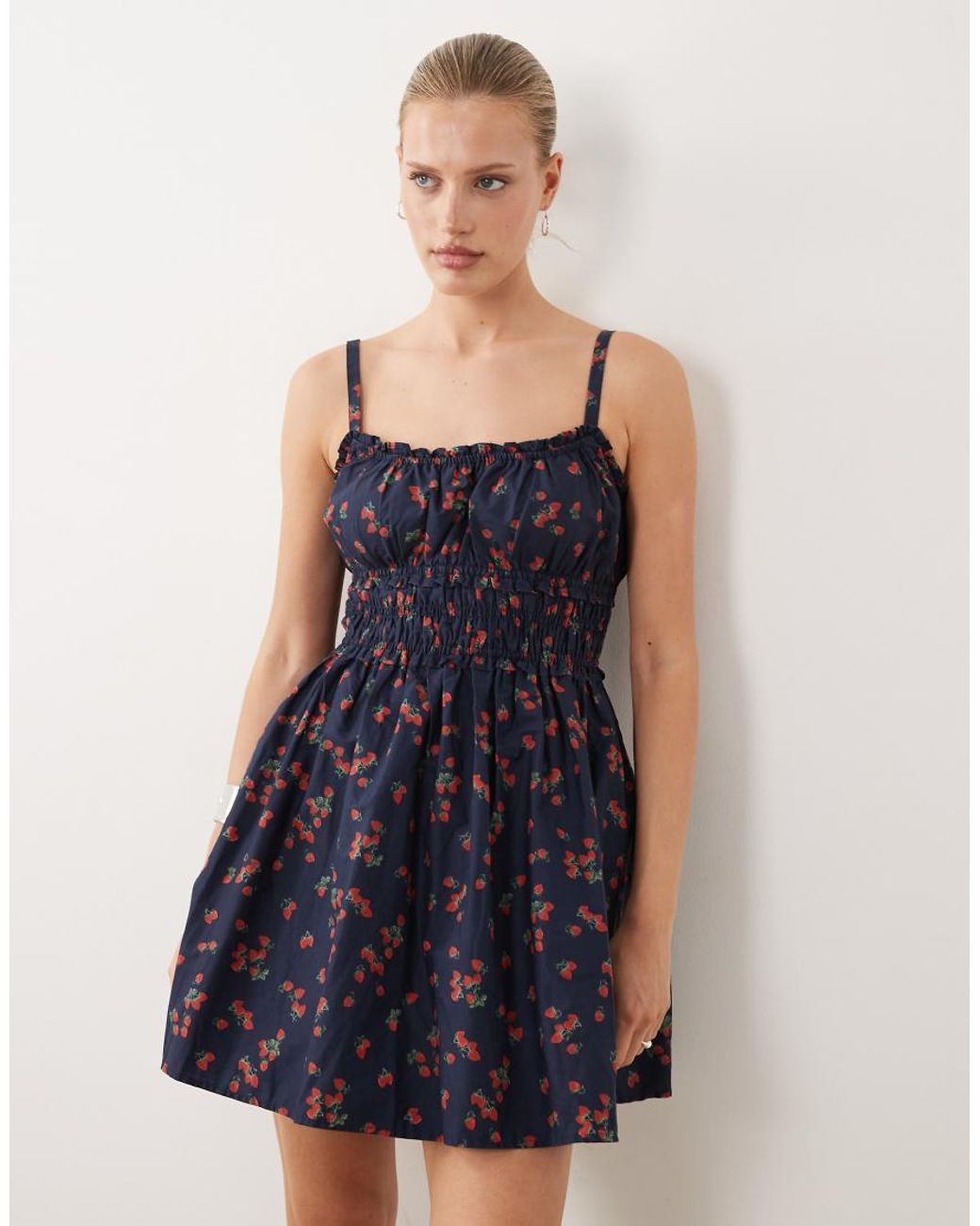 Abercrombie & Fitch Blue Strappy Mini Smock Dress