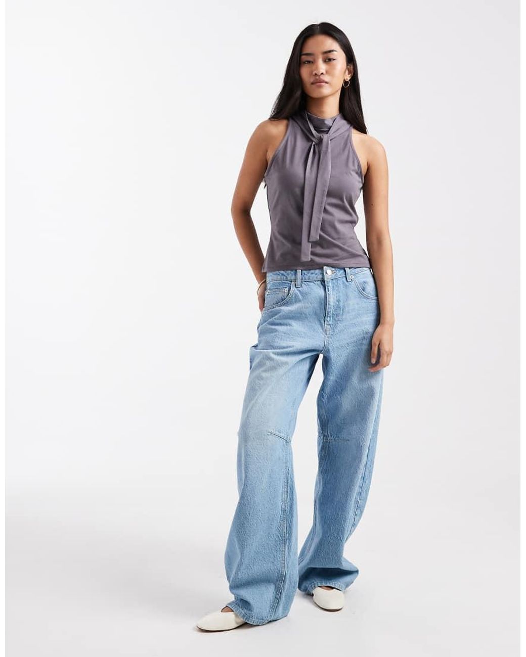 ASOS Brown Halter Top With Tie Detail