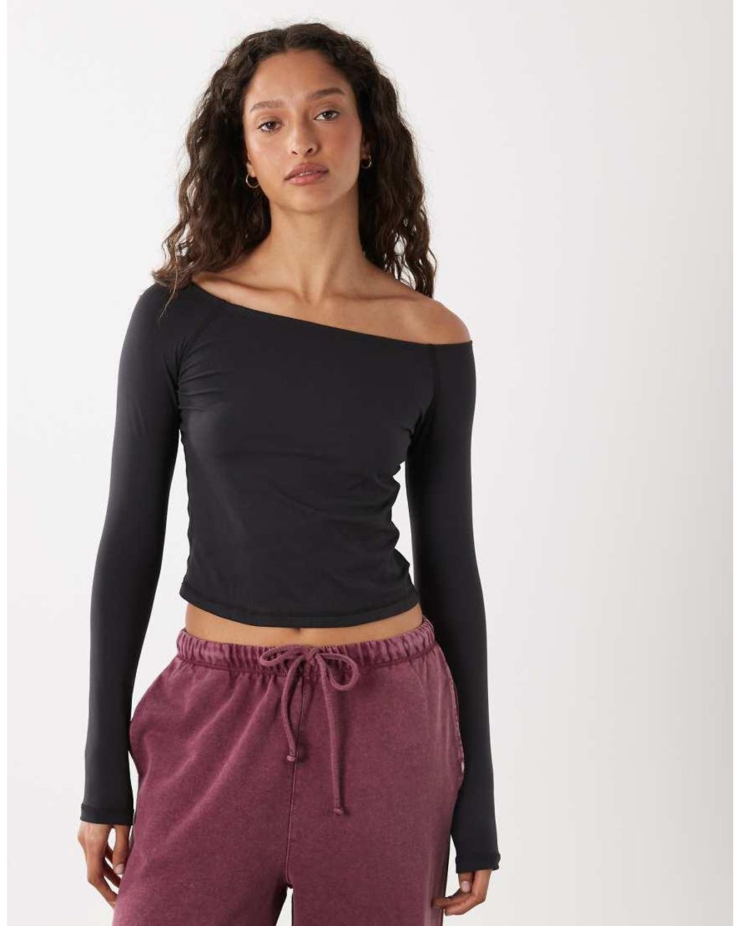 Cotton On Pink Active Ultra Soft Off Shoulder Long Sleeve Top