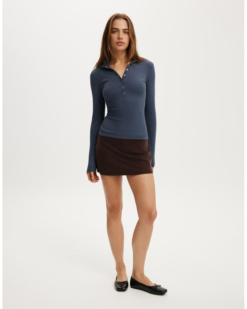 Cotton On Blue Hooded Blake Henley Long Sleeve