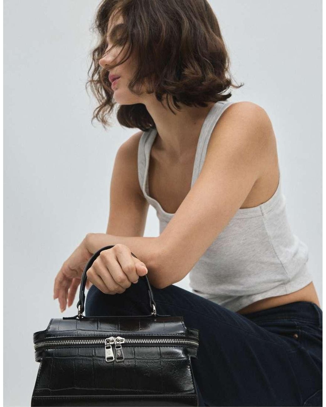 Stradivarius Blue Mini Coconut-Effect Crossbody Bag