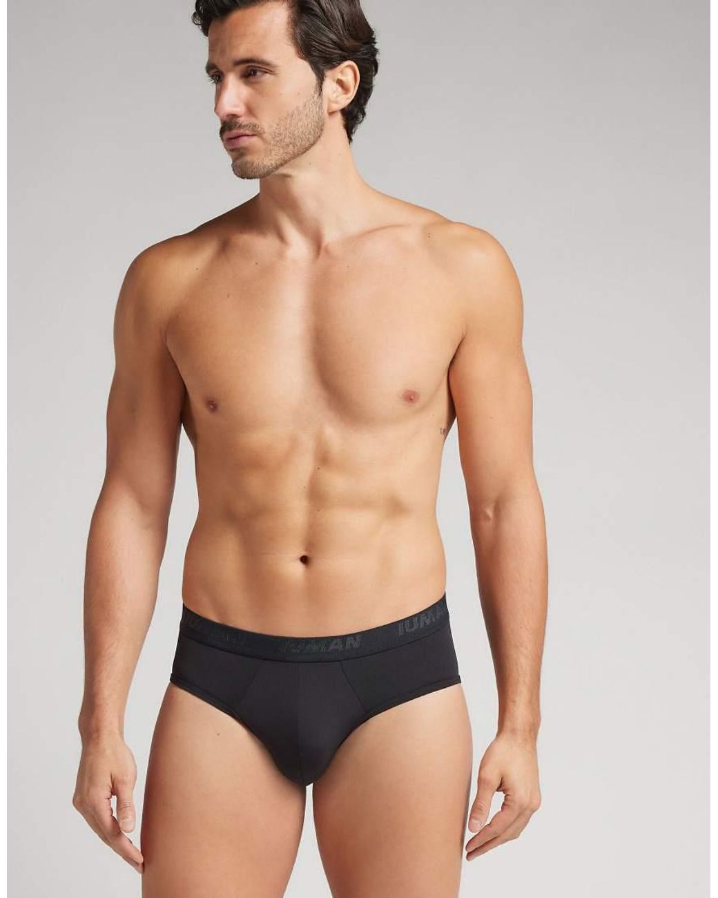 Intimissimi Blue Microfibre Briefs With Logo for men