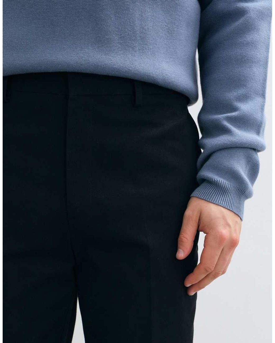 ASOS Blue Tailored 100% Cotton Tapered Pants for men