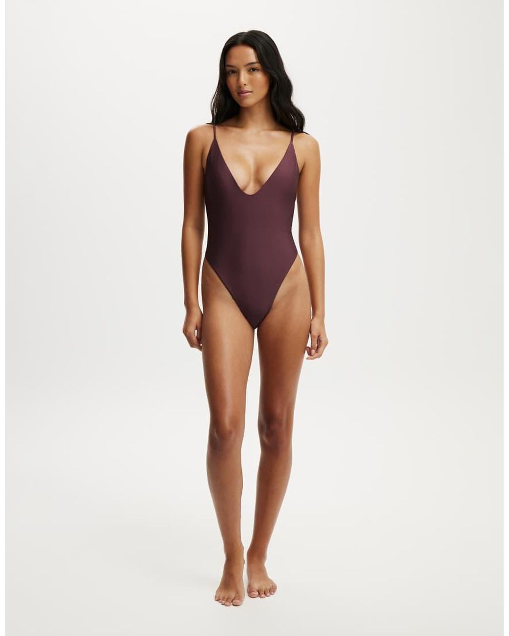 Cotton On Brown Tie Back Strappy One Piece Brazilian