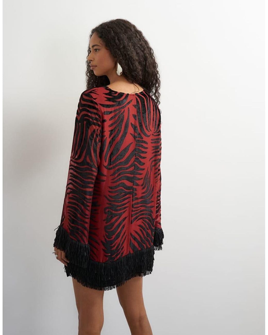 TOPSHOP Red Deep V Mini Wrap Mini Dress