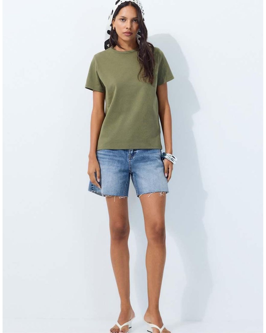 Stradivarius Blue Basic Regular Fit Soft-Touch T-Shirt