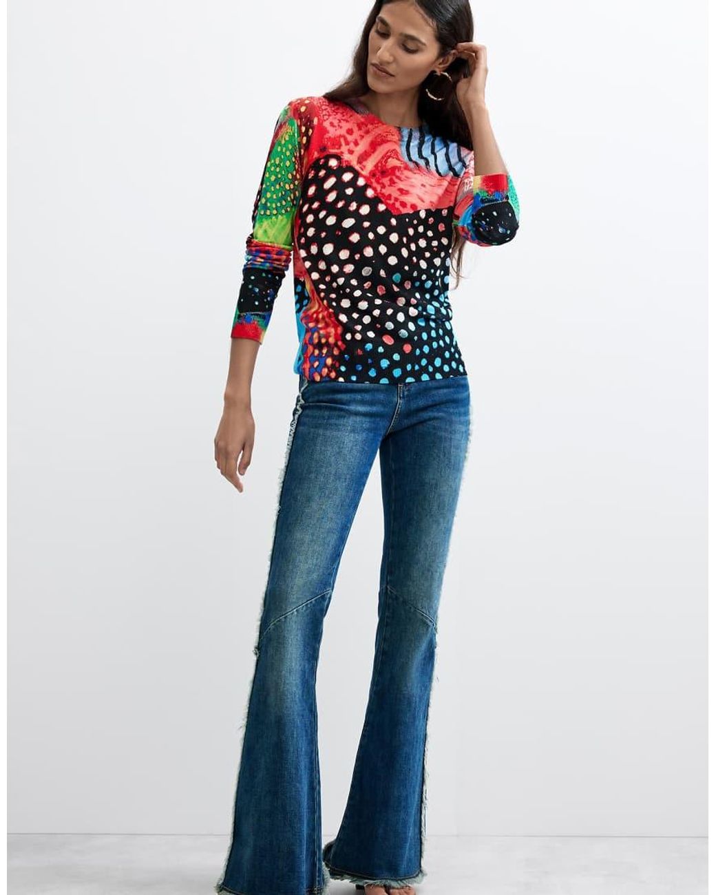 Desigual Red Printed Colors Sweater