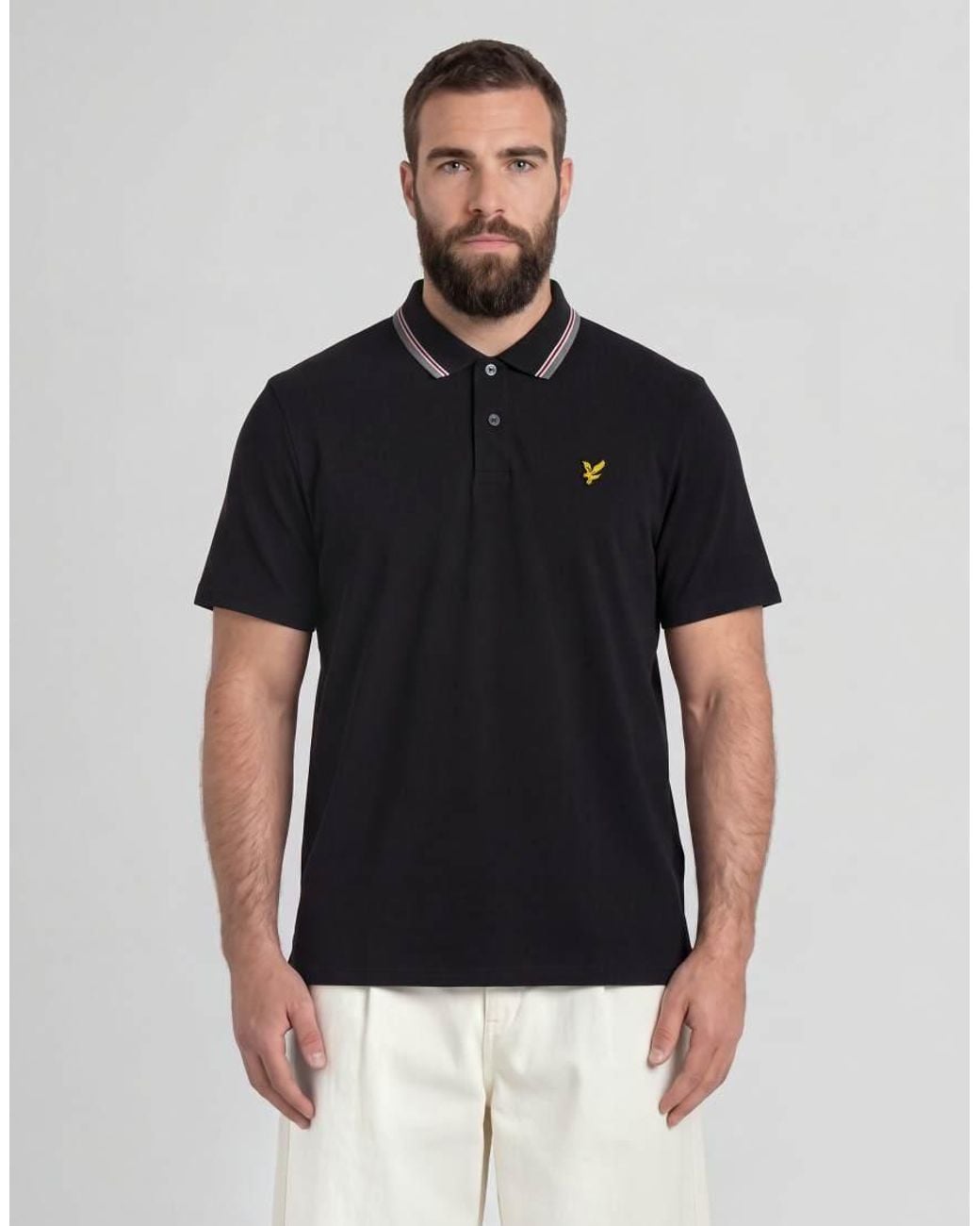 Lyle & Scott Black Ss Polo Shirts Track Tipped Polo Shirt for men