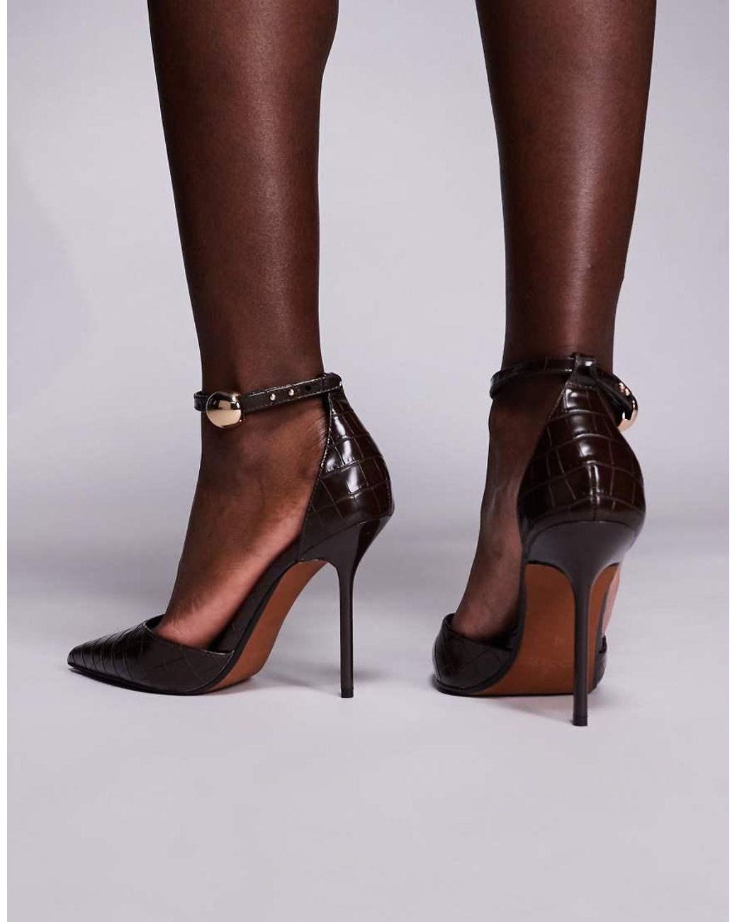 River Island Brown Metal Hardware Heeled Shoes