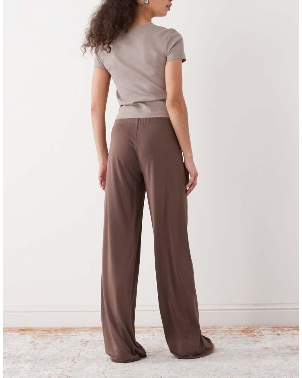 Monki Brown Wide Leg Trousers