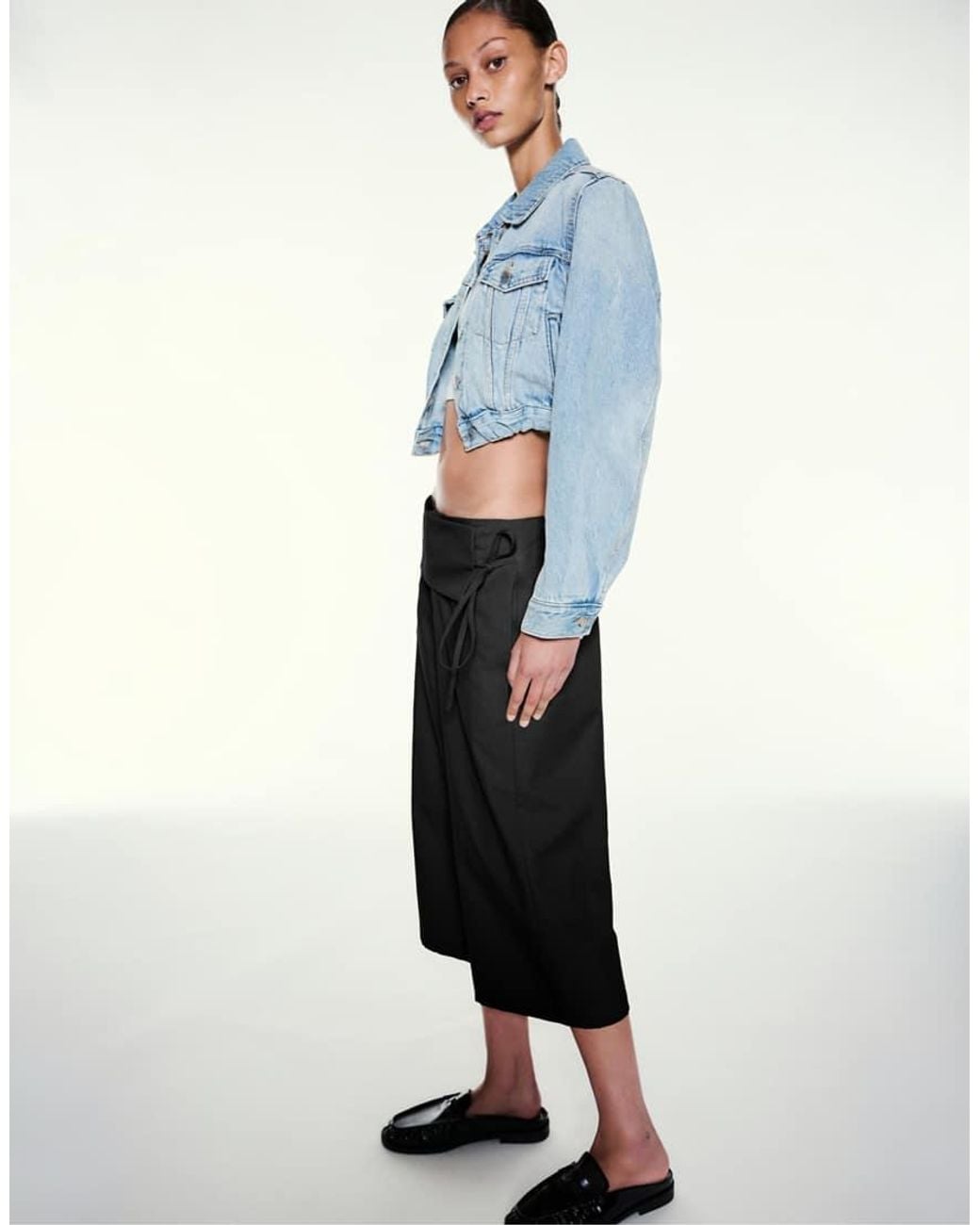 Pull&Bear White Sash Tie Culottes