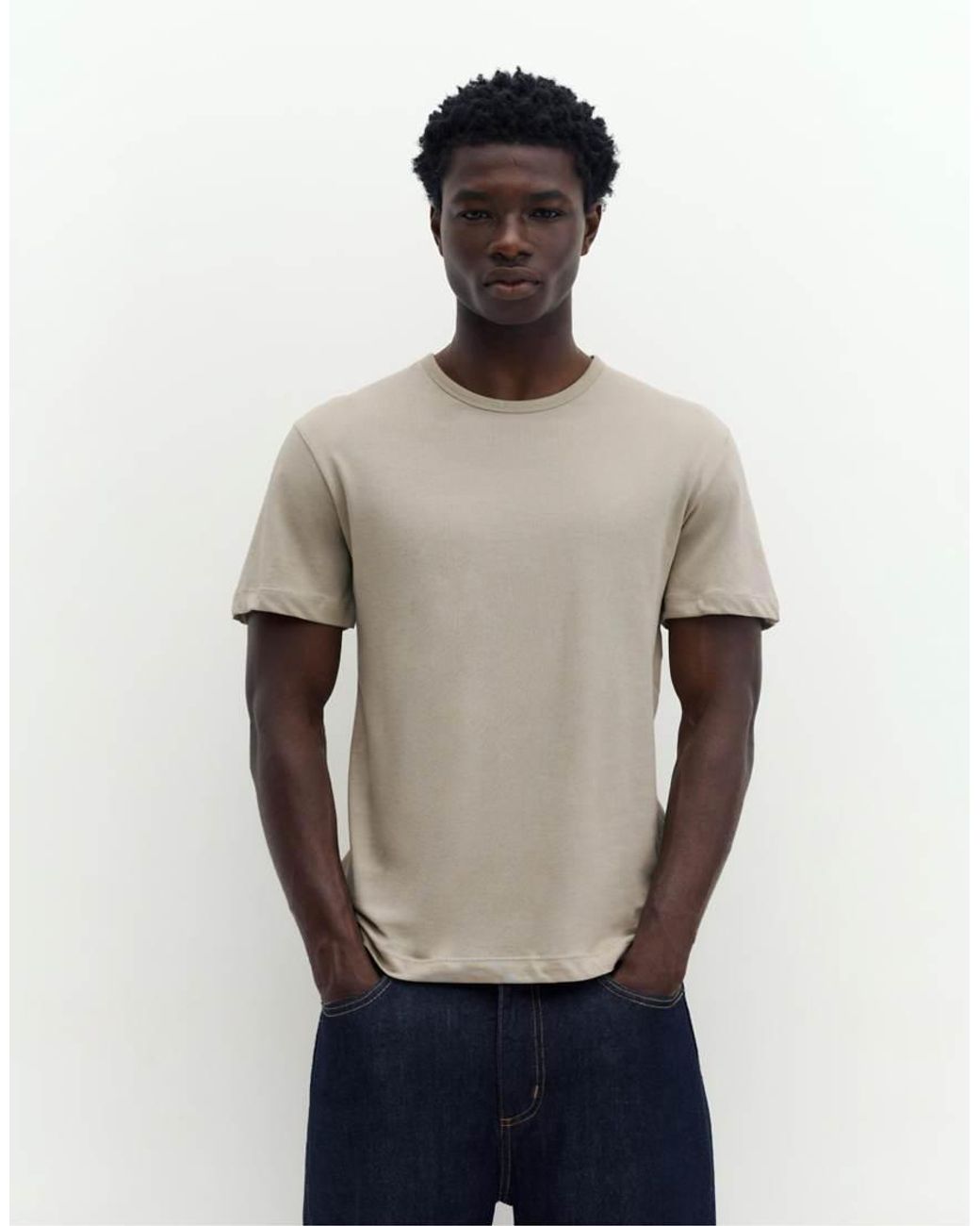 T-Shirt Basic Slim Sabbia di Pull&Bear in Natural da Uomo