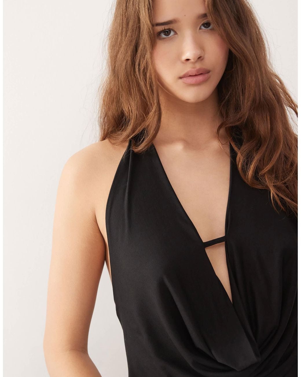 Weekday Black Drape Front Waterfall Top