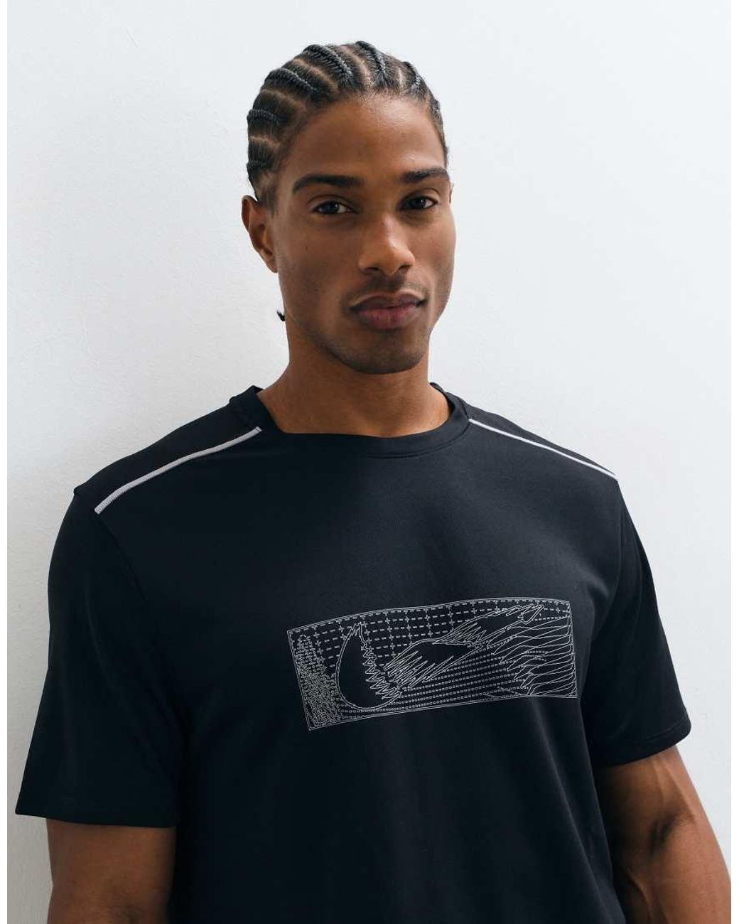 Nike Black Miler Dri-Fit Winterised Short Sleeve Top for men