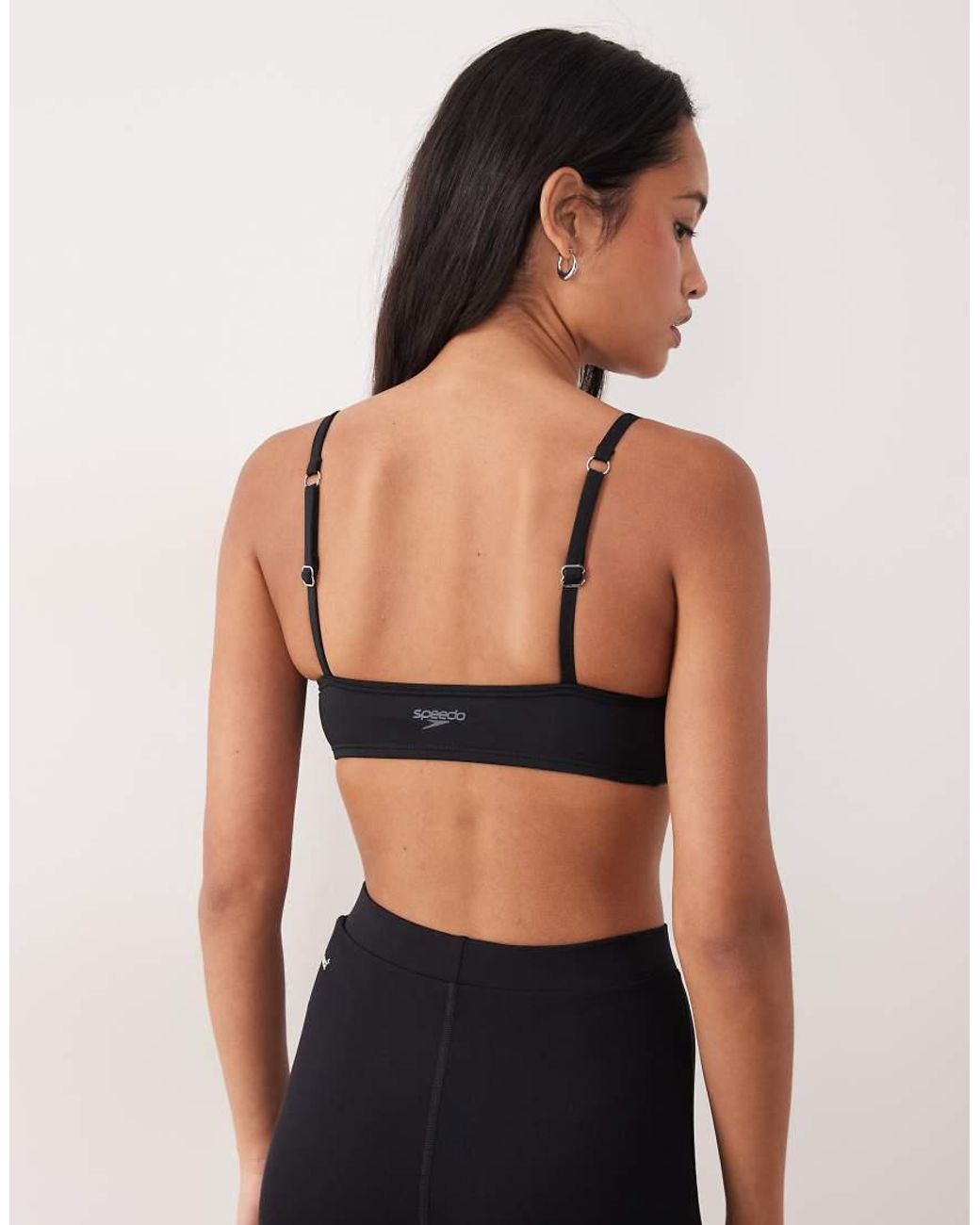 Speedo Black Solid Triangle Bikini Top