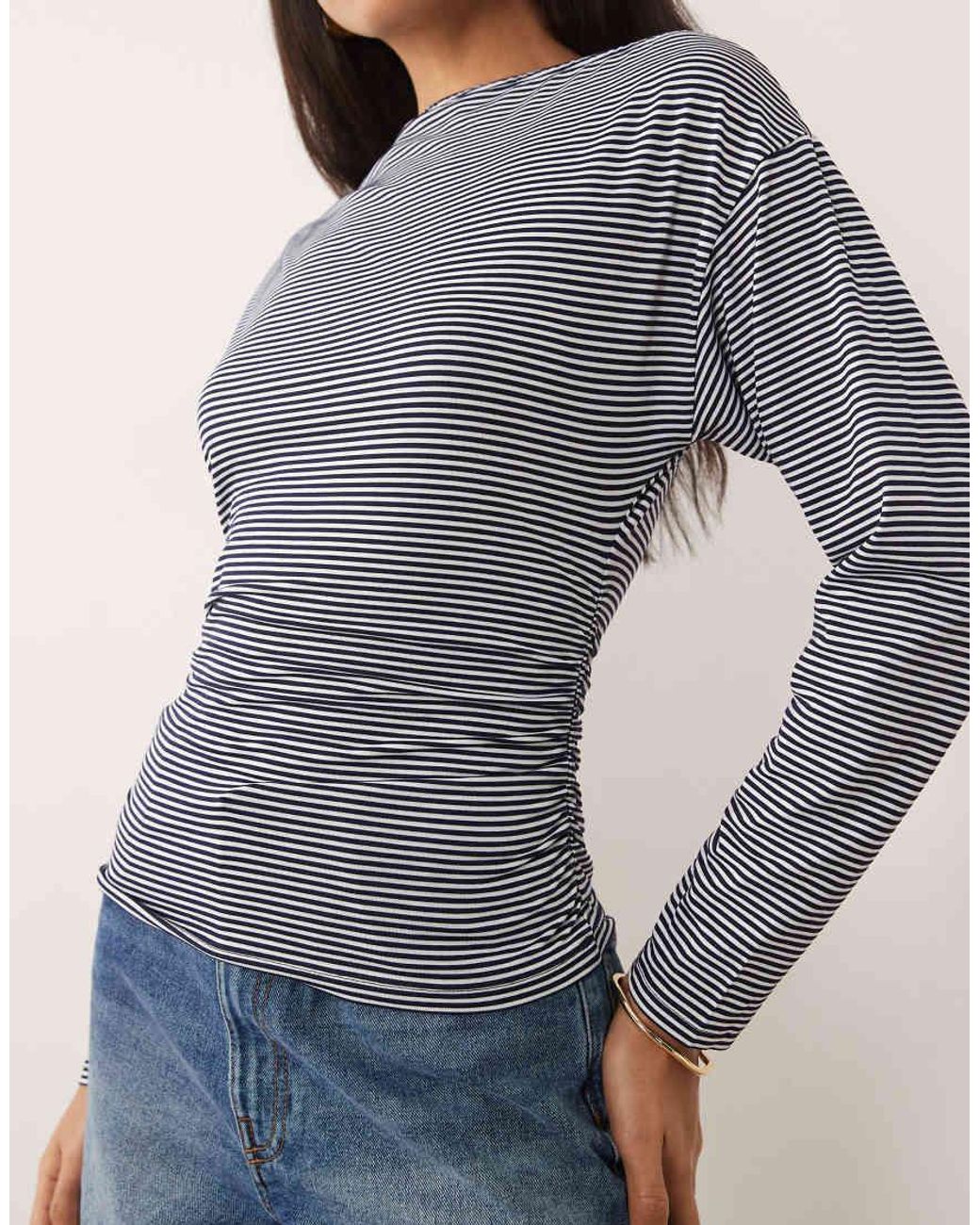 ASOS Gray Cinched Asymmetric Long Sleeve Top