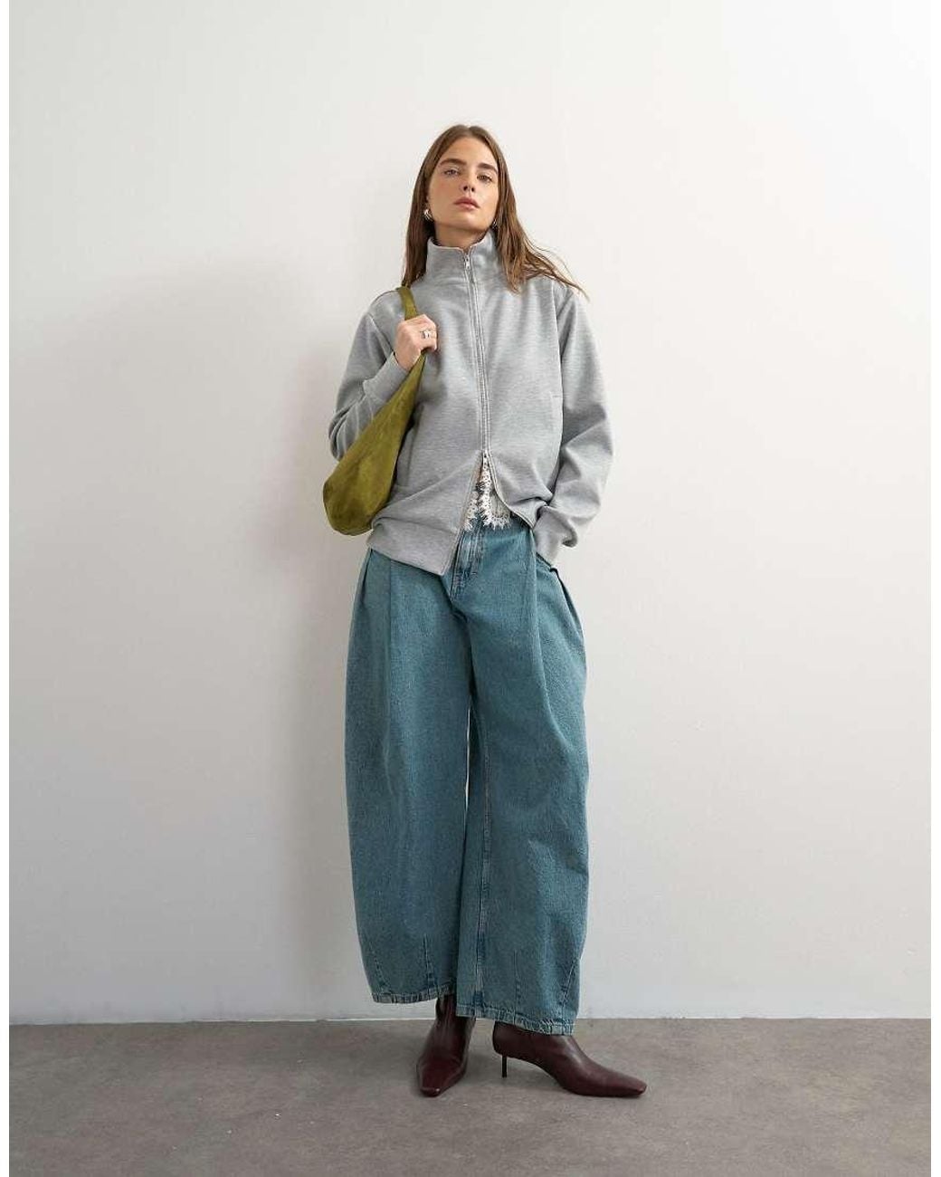 TOPSHOP Blue Structured Funnel Sweat Jacket
