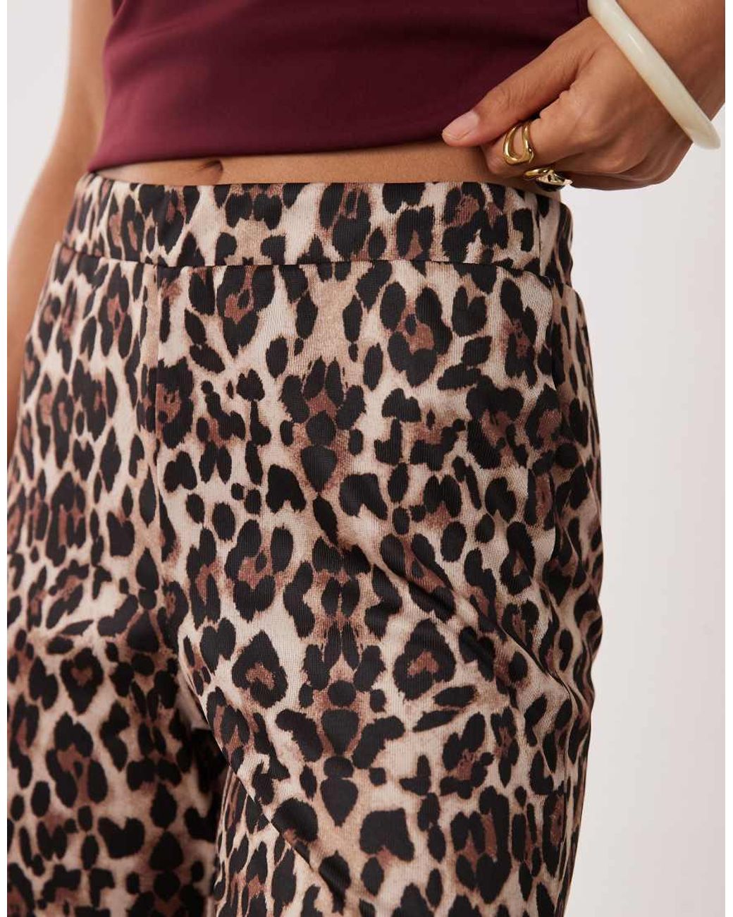 Only Petite White Ribbed Flare Trousers