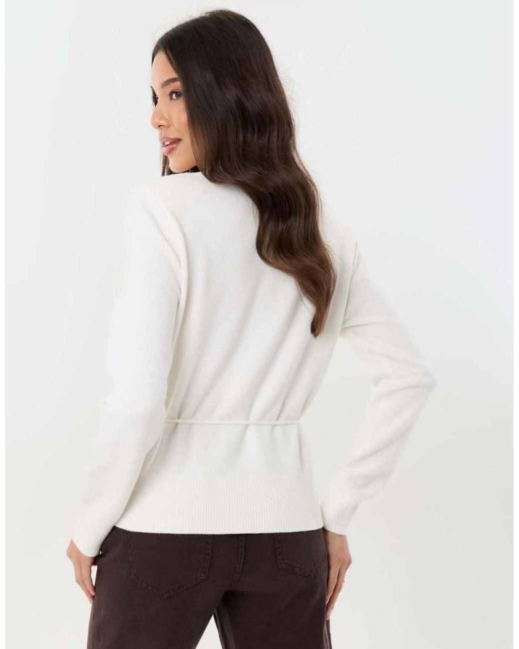 Threadbare White Tie Detail Shoulder Pad Jumper