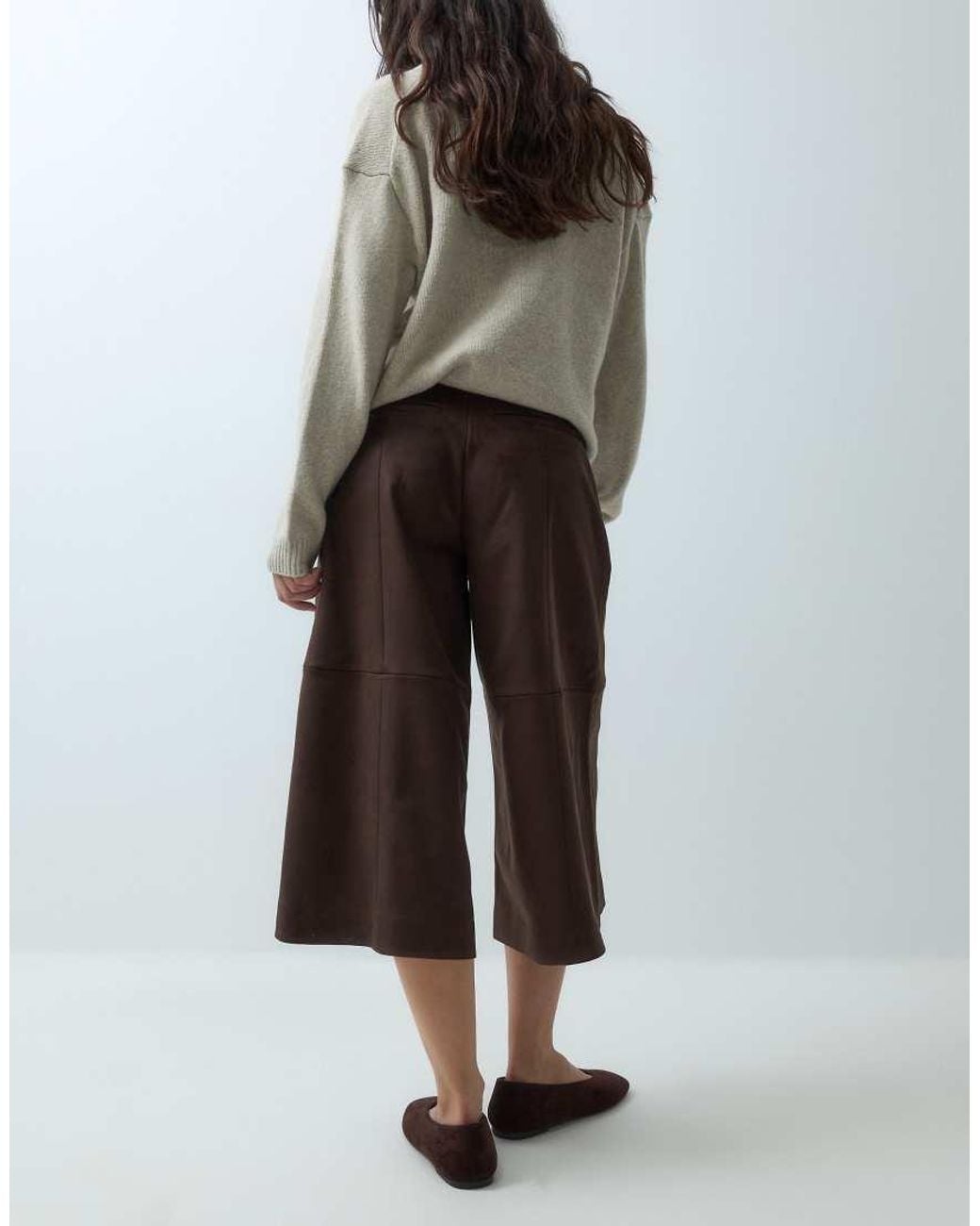 Abercrombie & Fitch Brown High Rise Faux Suede Culottes