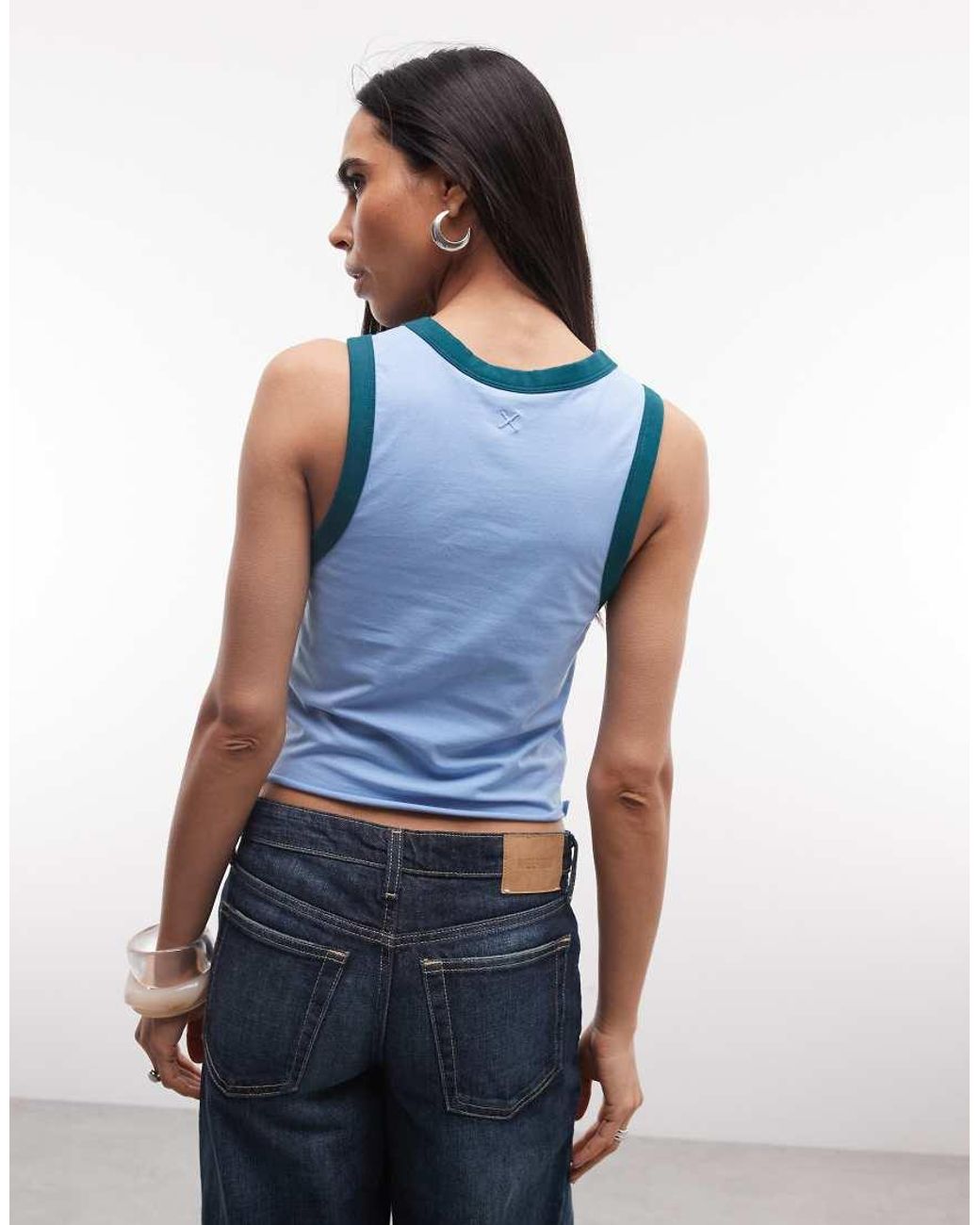 Collusion Blue Tank Top With Contrast Binding