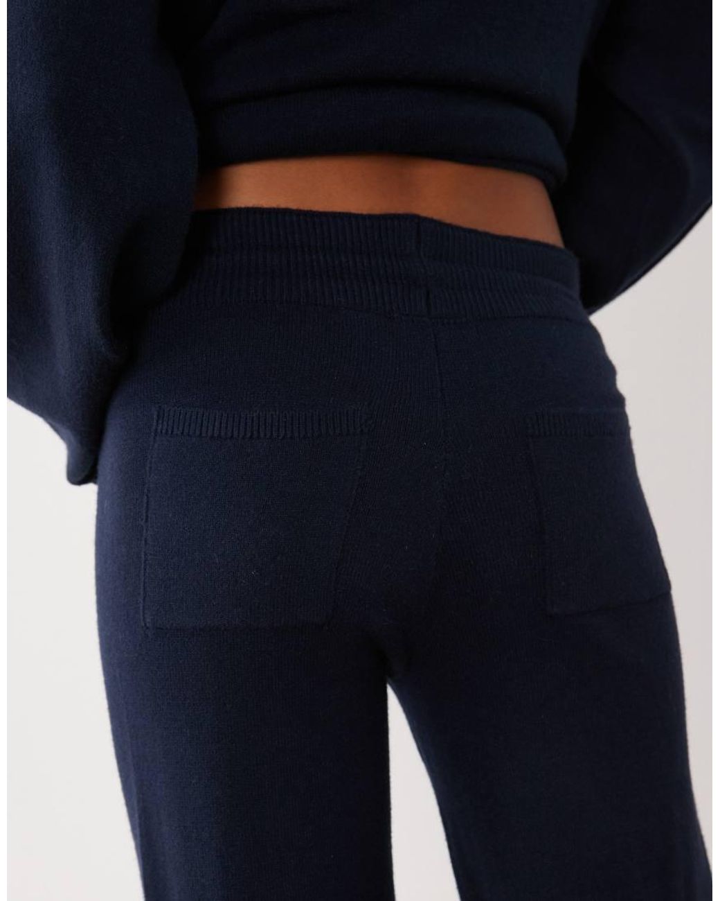 Gina Tricot Blue Co-ord Knitted Loungewear Wide Leg Trousers With Side Pockets
