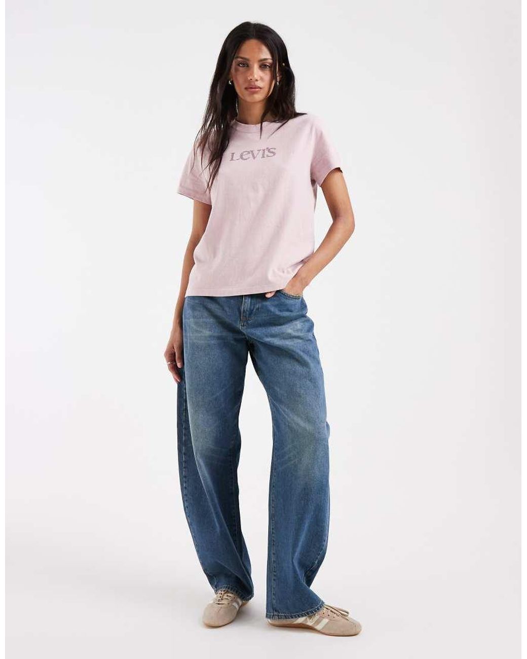 Levi's Blue Logo Tee With Diamonte