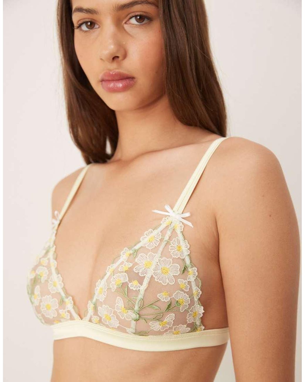 ASOS Brown Camille Premium Daisy Embroidery Triangle Bra