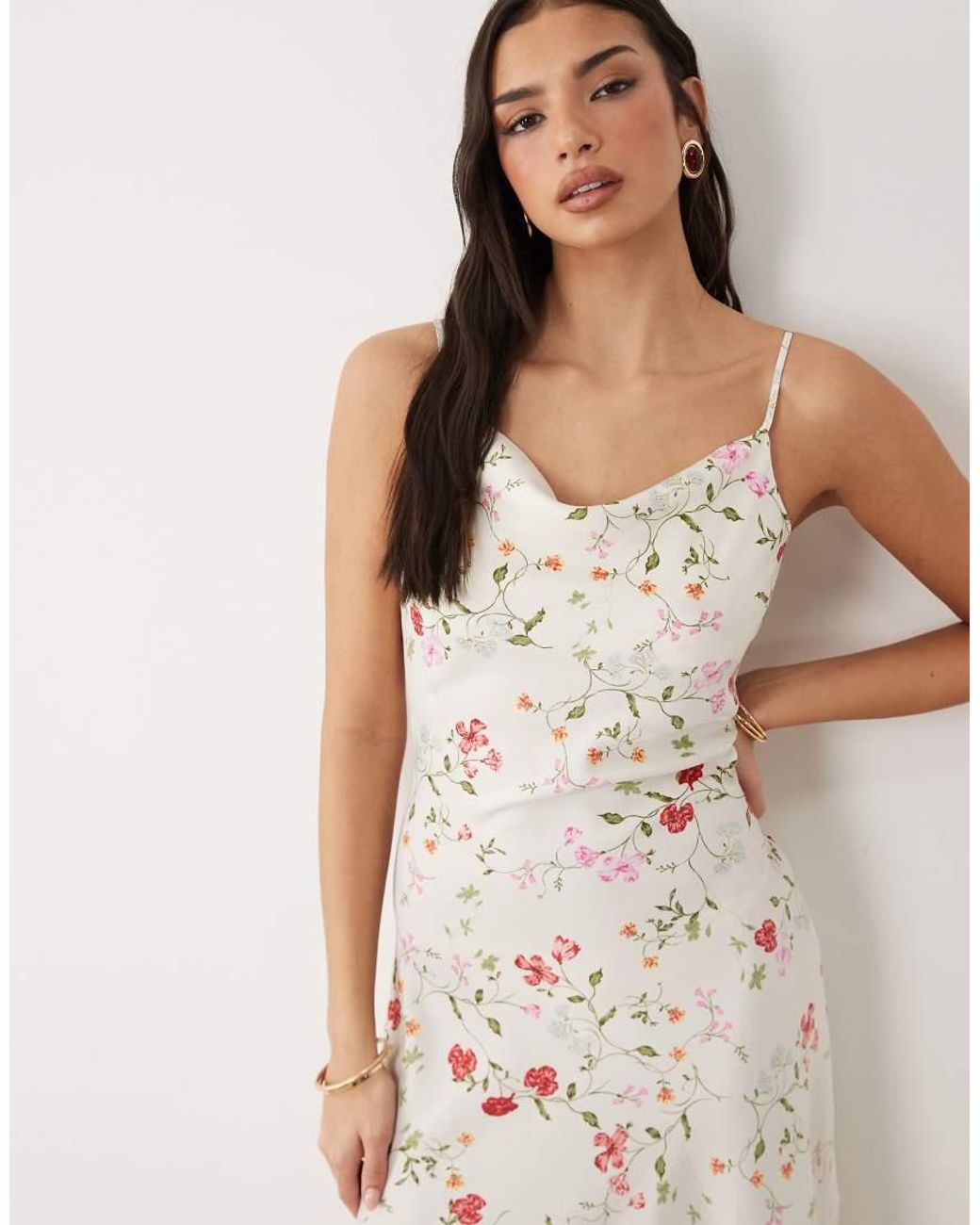 Y.A.S Natural Satin Cami Midi Dress