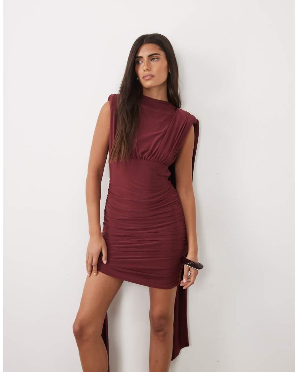 ASOS Red Backless Slinky Maxi Dress With Fringe Tassel Detail