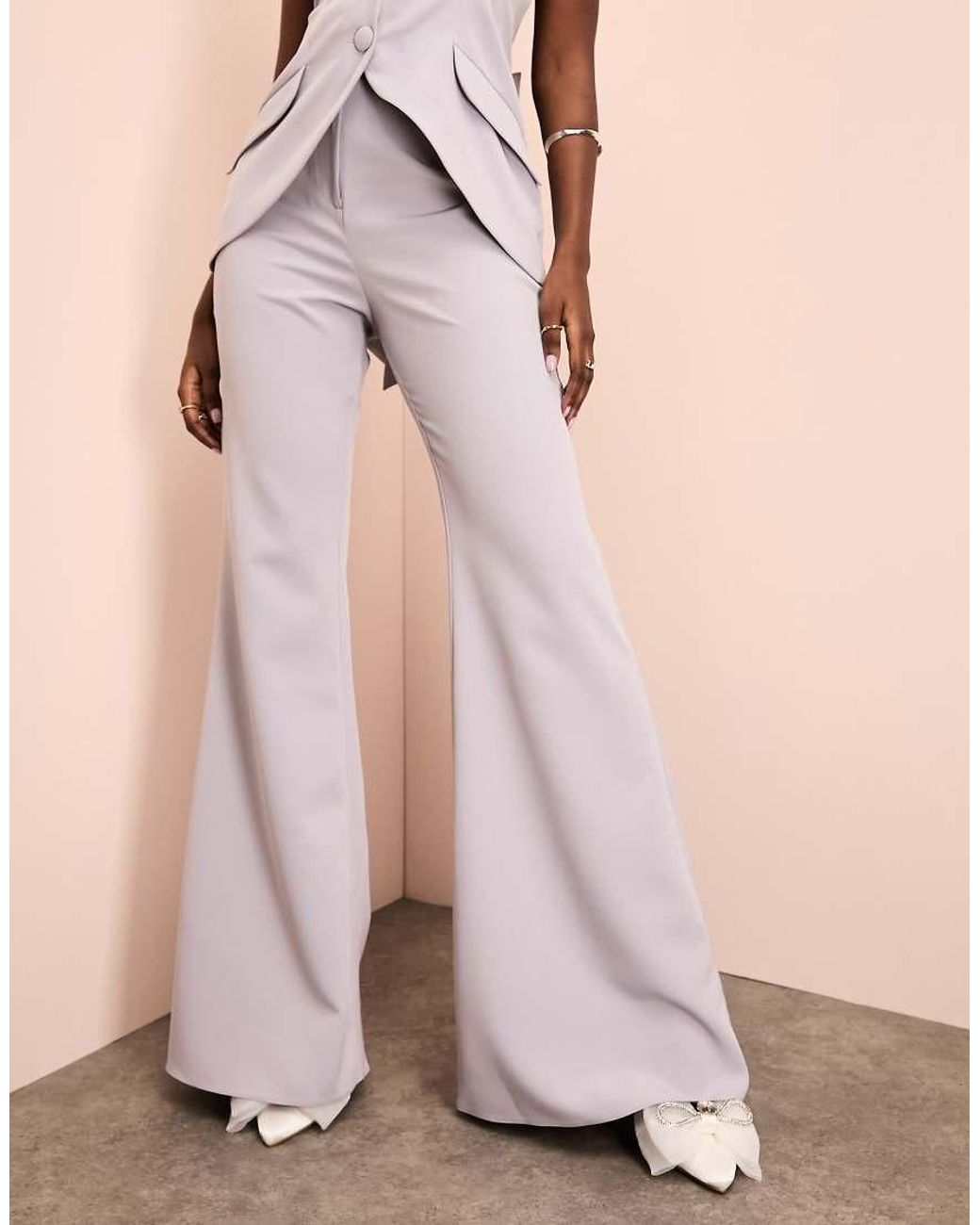 ASOS Natural Tailored Skinny Flared Pants