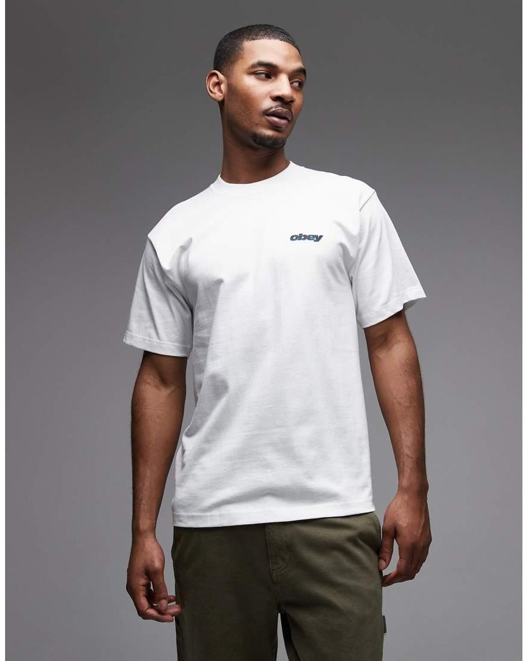 Obey Gray Lips Graphic T-shirt With Back Print for men