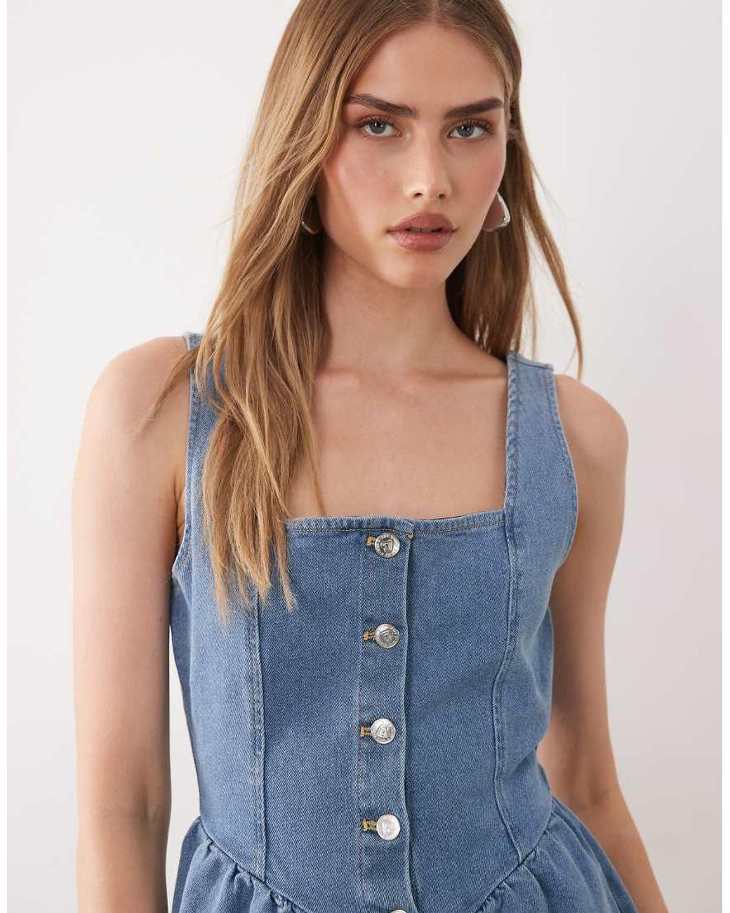Miss Selfridge Blue Denim Corset Mini Dress