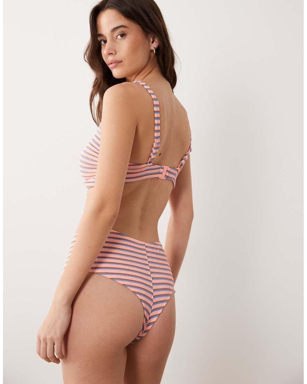 ASOS Pink Fuller Bust Sally V Neck Crop Bikini Top