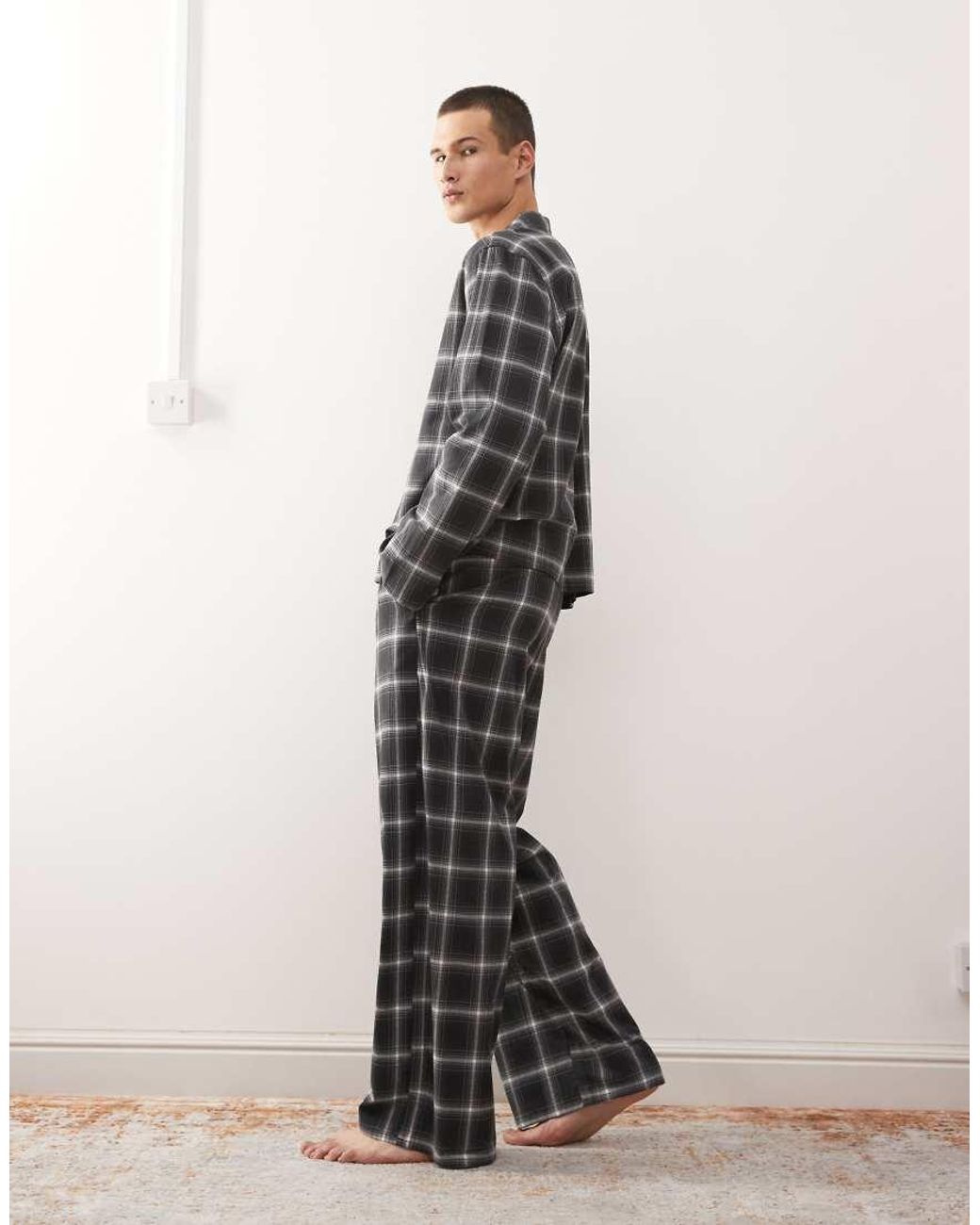 Weekday Black Co-ord Lounge Flannel Trouser Pyjamas for men