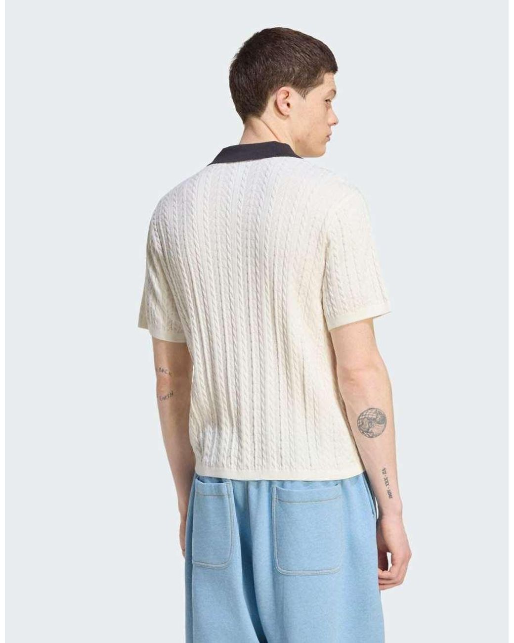 Adidas Originals White Cable Knit Football Jersey for men