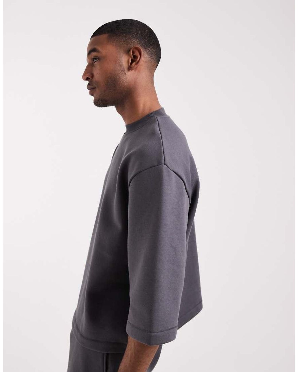 ASOS Blue Relaxed Short Sleeve Sweatshirt for men